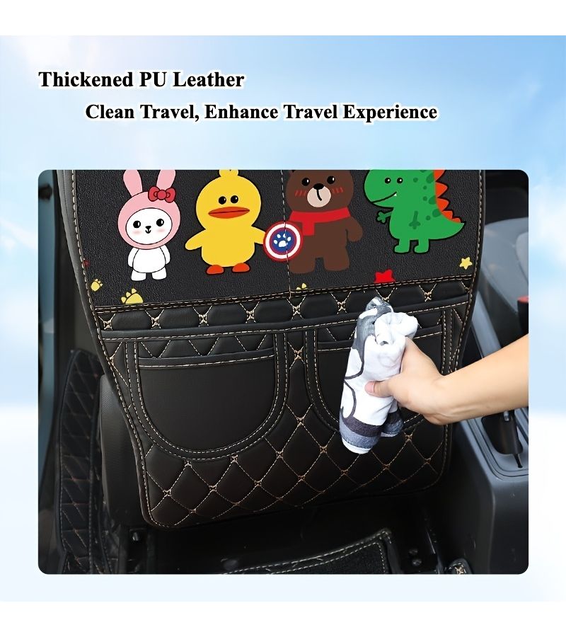 Good Friend Car Seat Back Kick Mat Storage Bag Dinosaur Bunny Duck Cartoon Protector - Image 5