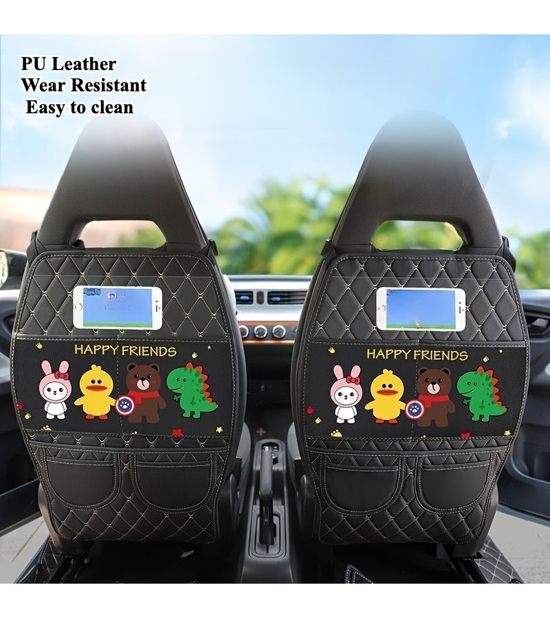 Good Friend Car Seat Back Kick Mat Storage Bag Dinosaur Bunny Duck Cartoon Protector - Image 3