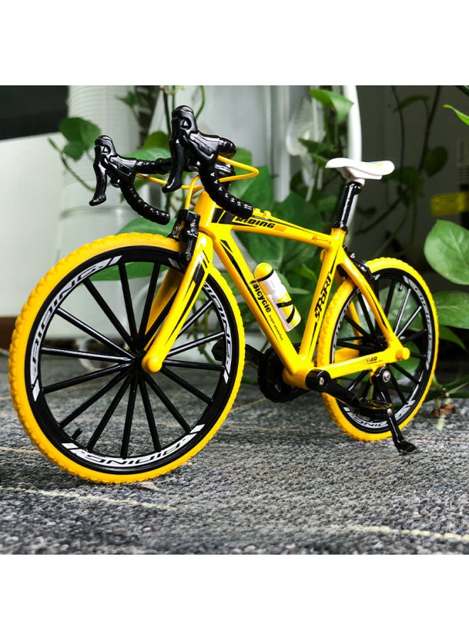 For 1:8 Simulation Alloy Mountain Bike Speed Reduction Bicycle Model Mini Bicycle Toy Ornaments-Color:Gray-bent Handlebar Bicycle  - Image 5