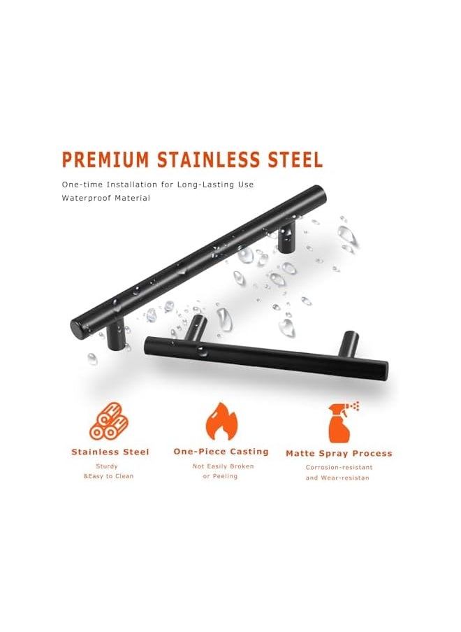 PROMASS promass 10 Pack Cabinet Handles, Stainless Steel Kitchen Cupboard Handles, Hardware Cabinet Pulls Wardrobe Handles Drawer Handles, Matte Black (96mm Hole Center)  - Image 3