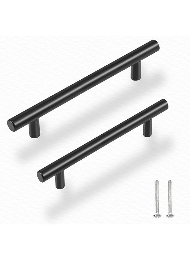 PROMASS promass 10 Pack Cabinet Handles, Stainless Steel Kitchen Cupboard Handles, Hardware Cabinet Pulls Wardrobe Handles Drawer Handles, Matte Black (96mm Hole Center)  - Image 1