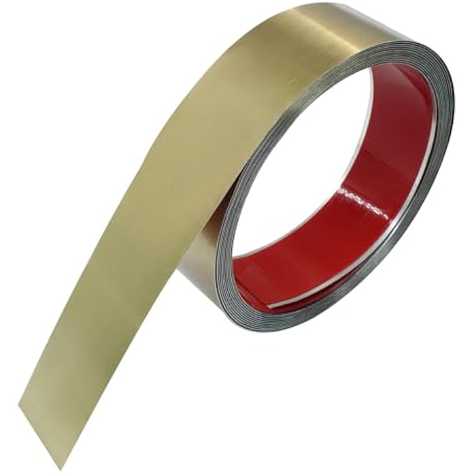 METAL MOLDING TRIM PEEL AND STICK, 16.4 FT X 1.6 IN STAINLESS STEEL WALL TRIM SELF-ADHESIVE FOR FIREPLACE MIRROR FRAME FURNITURE AND HOME DECORATION, GOLD - Image 1