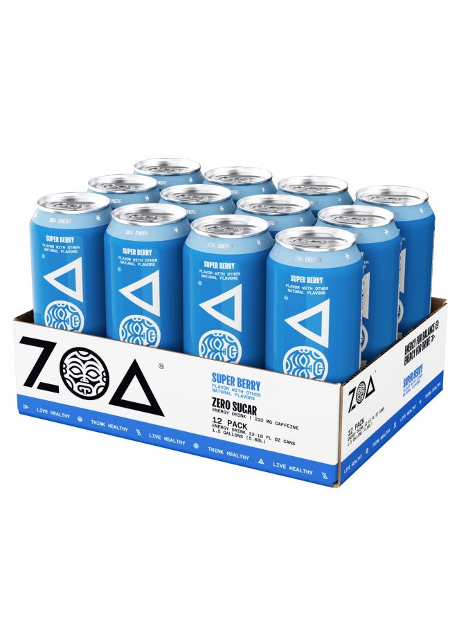 ZOA ZOA Zero Sugar Energy Drinks - Super Berry | Healthy Energy Formula with Natural Caffeine, Daily Vitamin C, Essential B-Vitamins | Gluten-Free, Keto Friendly | 16 Ounce Cans (Pack Of 12) - Image 5