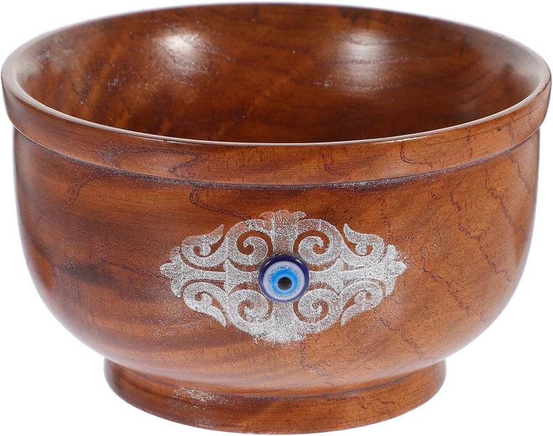 Mongolian Wooden Bowl Ethnic Style Natural Wood Soup and Noodle Bowl Heat-resistant Carved Wood Tableware for Household Dining and Serving Color Color - Image 1