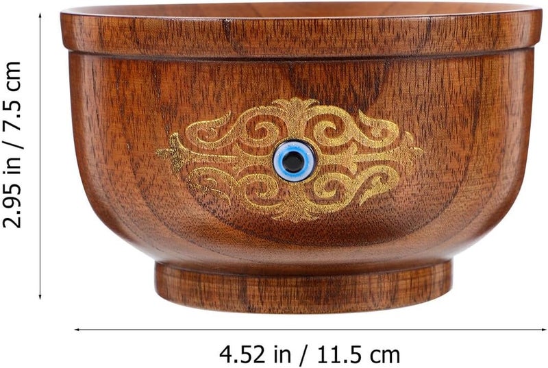 Mongolian Wooden Bowl Ethnic Style Natural Wood Soup and Noodle Bowl Heat-resistant Carved Wood Tableware for Household Dining and Serving Color Color - Image 2
