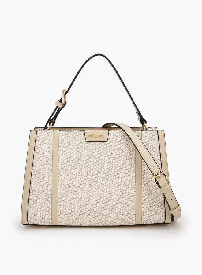 Celeste Monogram Print Tote Bag With Adjustable Strap