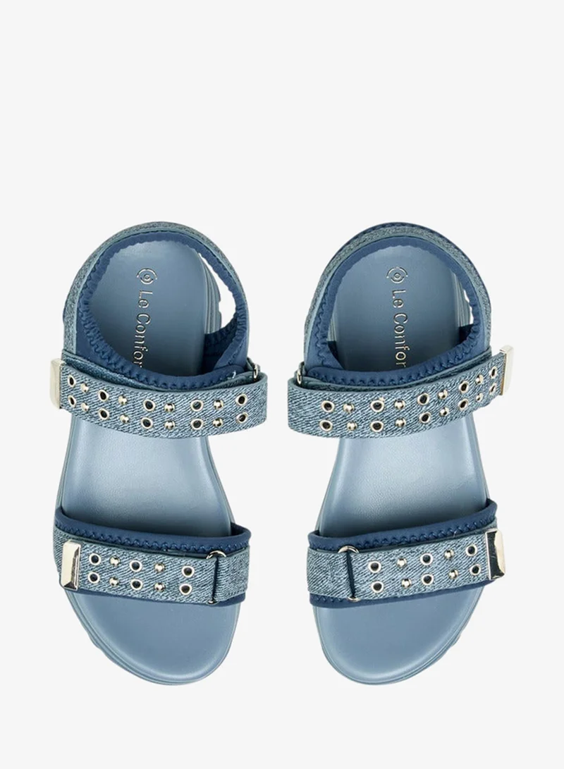 Le Confort Rivet Embellished Sandals with Hook and Loop Closure