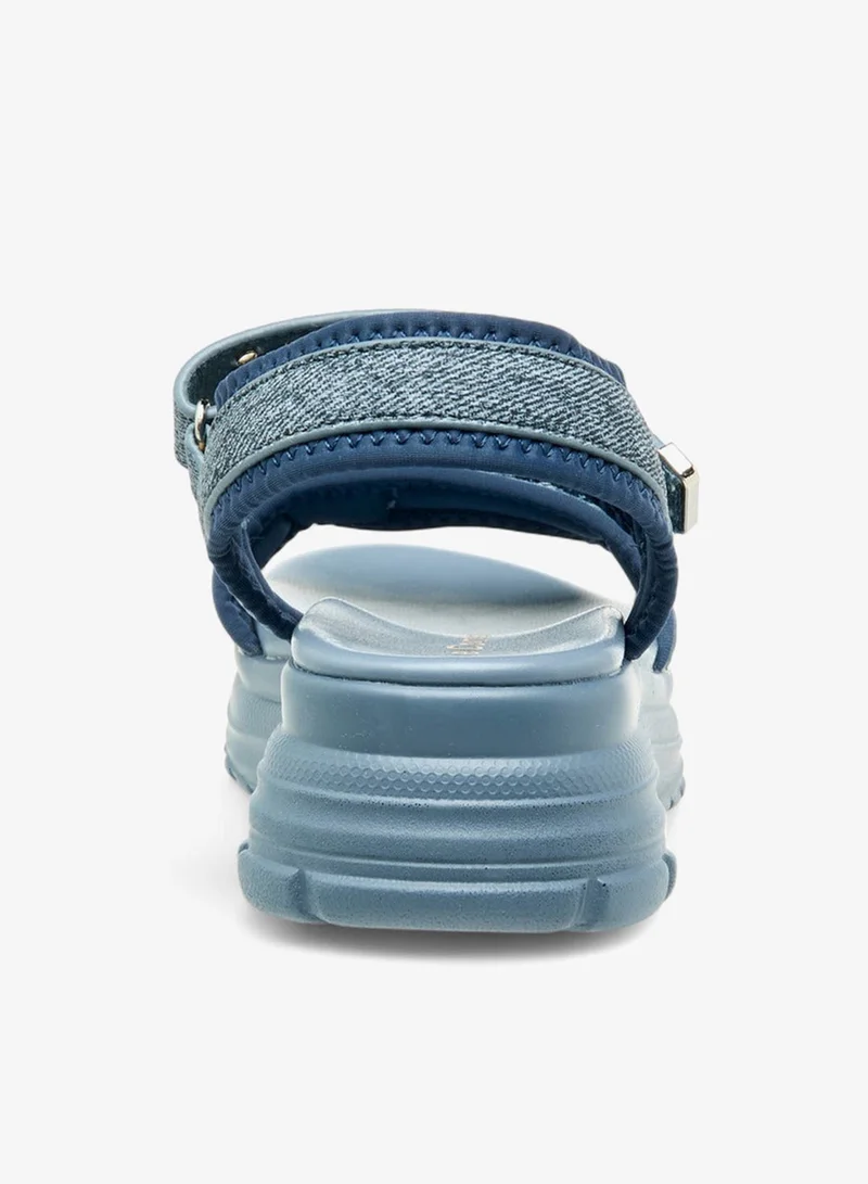 Le Confort BLUE Rivet Embellished Sandals with Hook and Loop Closure for Women | Best Price UAE