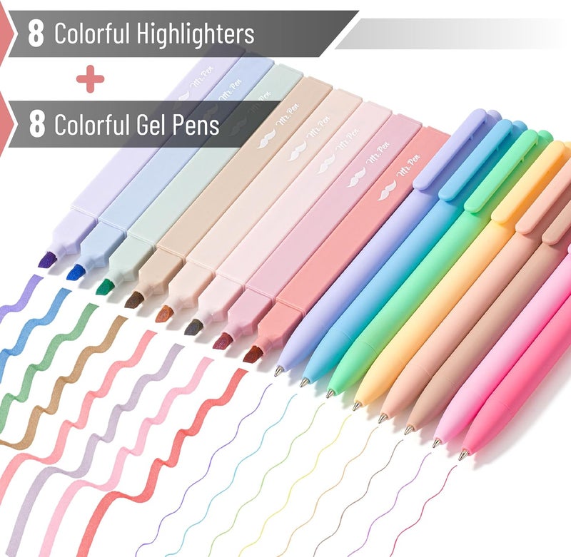 Mr. Pen - Aesthetic Highlighters and Gel Pens, 16 Pack | 200 Sheets Sticky Tabs, Assorted Colors Bible Highlighters No Bleed, Colored Ink Gel Pens - Image 2