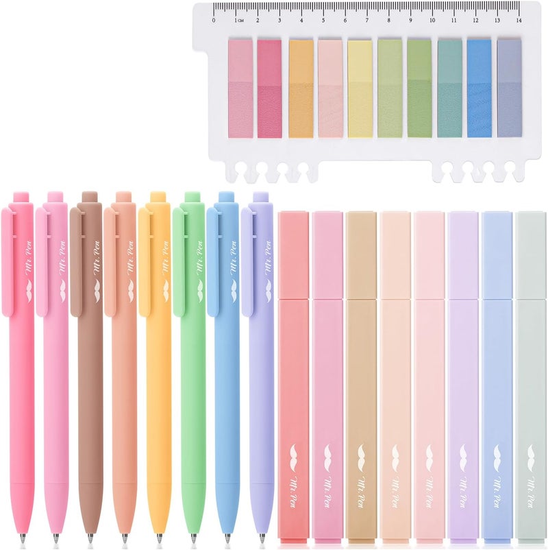 Mr. Pen - Aesthetic Highlighters and Gel Pens, 16 Pack | 200 Sheets Sticky Tabs, Assorted Colors Bible Highlighters No Bleed, Colored Ink Gel Pens - Image 1