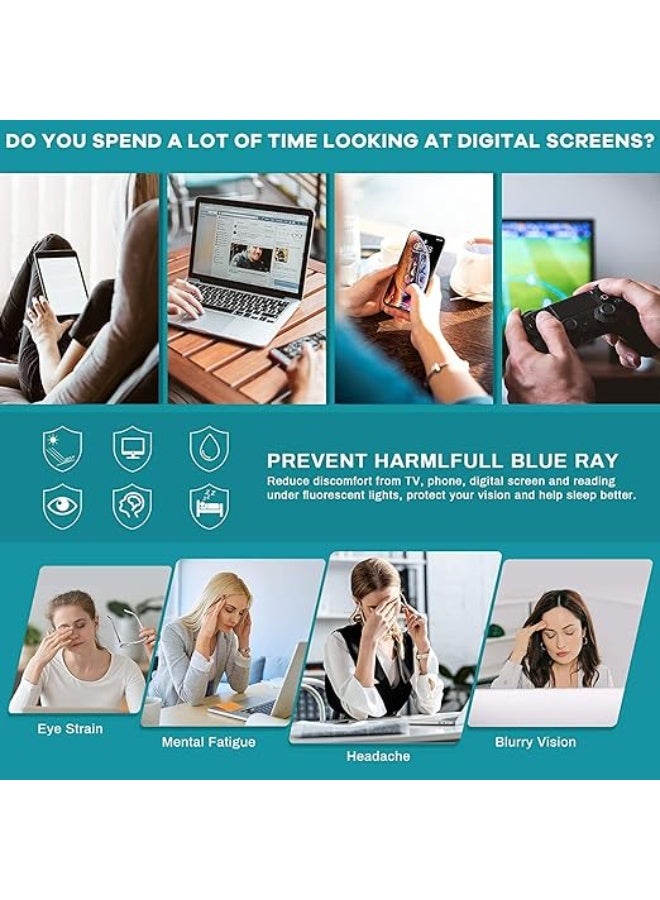 Blue Light Computer and Mobile Glasses – Stylish Square Metal Frame for Men and Women – Anti-Blue Light and Anti-Fatigue Lenses for Reading, Working, Studying, and Gaming - Image 5