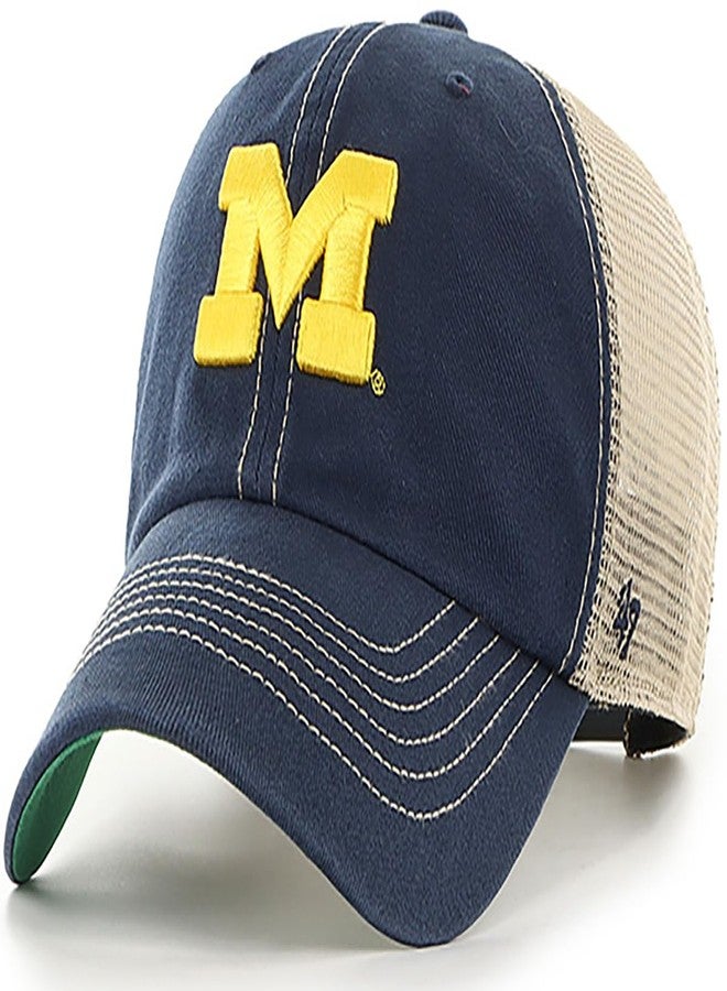 47 NCAA Trawler Primary Logo Team Color Mesh Trucker Clean Up Adjustable Hat, Adult One Size Fits All, Michigan Wolverines, One size - Image 1