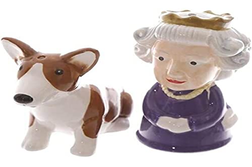 Puckator Queen Corgi Ceramic Salt Pepper Set