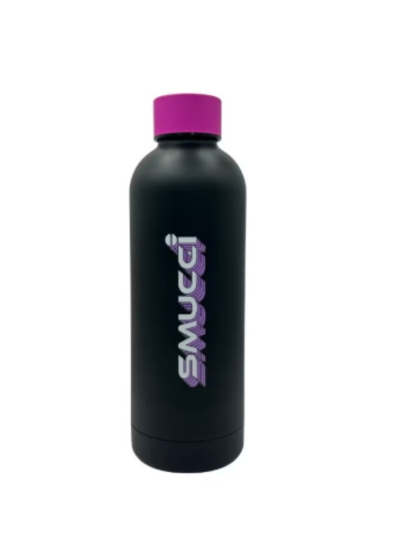 Smucci Flask, 500ml Insulated Stainless Steel Water Bottle, Double-Wall Vacuum, Matte Black | Pink - Image 1