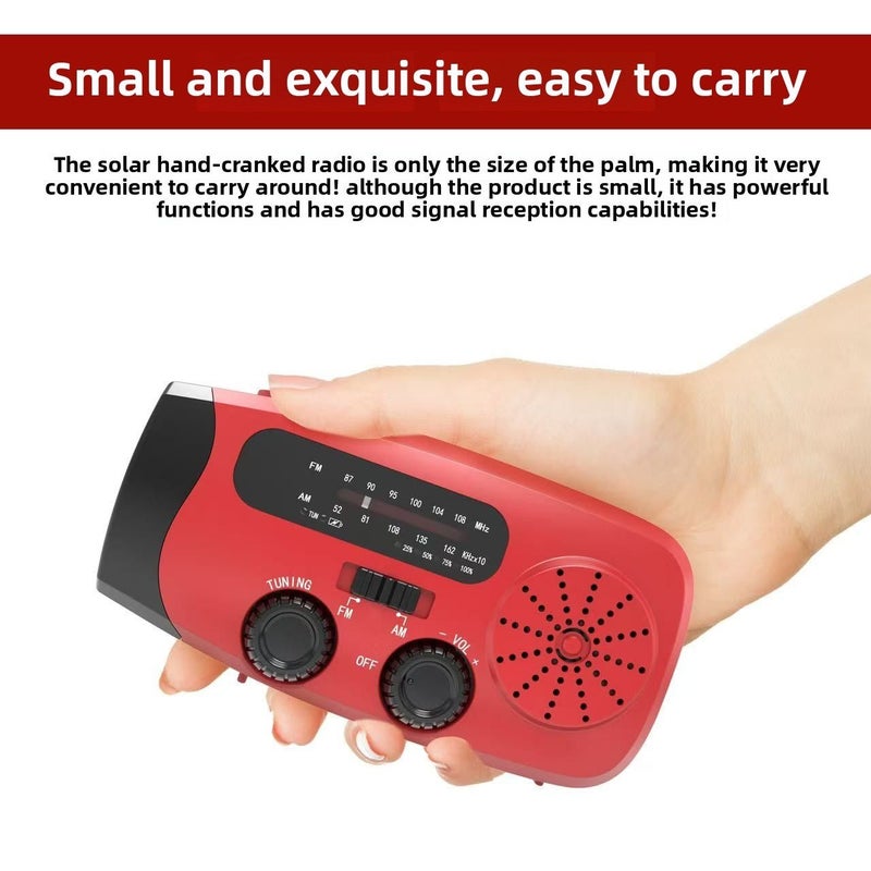 Red Emergency Hand Crank Solar Powered Radio With 2000mAh Battery AM FM NOAA Weather Radio For Outdoor Camping And Home Emergencies - Image 5