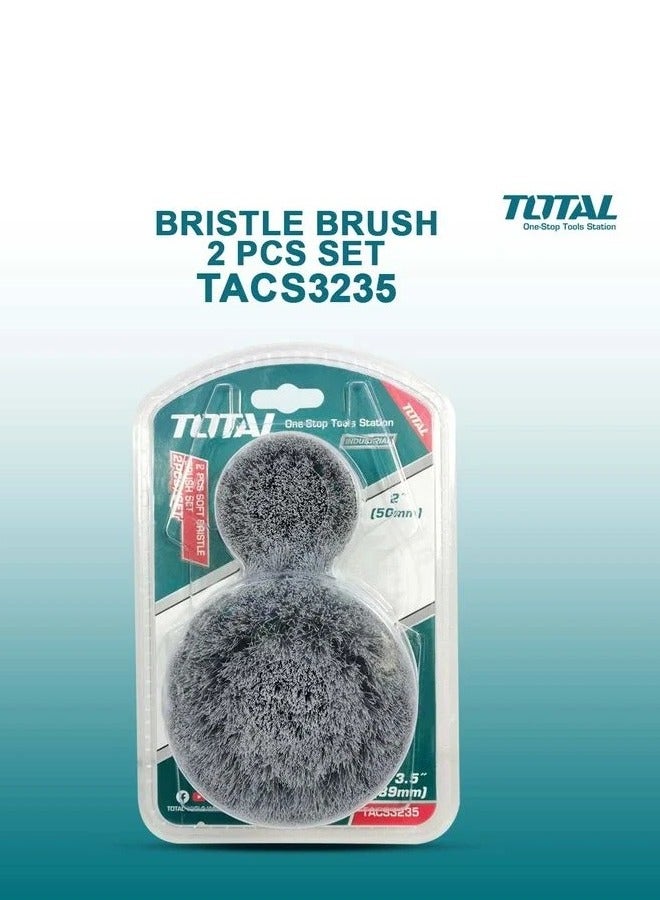 TOTAL Electric Drill Scrubber Brush 2 PcsSet Soft Bristle For Cleaning Carpet Metal Tire Bricks 2" 3.5" - TACS3235 - Image 1