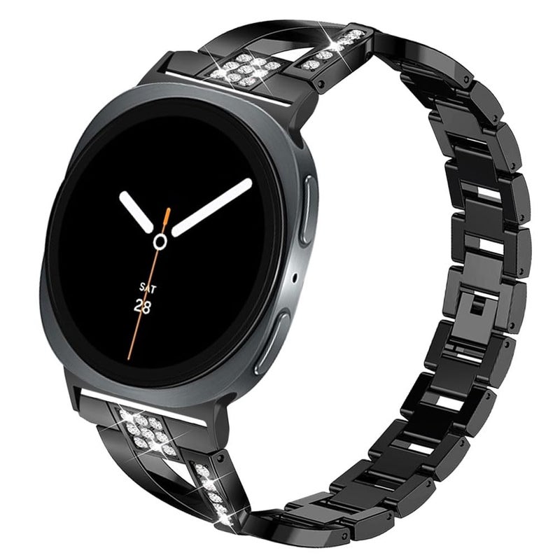 Sankel Compatible for Samsung Galaxy Watch 8 40mm 44mm8 Classic 46mm Bands Women Metal Replacement Bling Jewelry Bracelet Rhinestone Strap Wristband for Galaxy Watch 88 Classic Black
