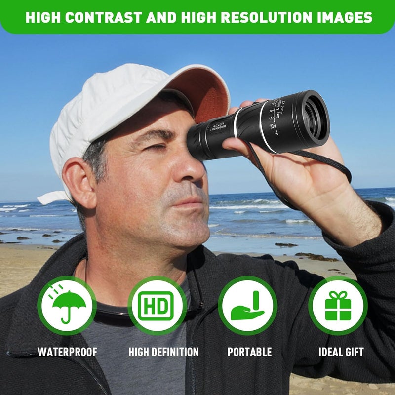 HDAJY Monocular Telescope, Upgrade 40 x 60 Portable Telescope, Monoculars for Adults High Powered, Suit Stargazing, Hunting, Bird Watching, Hiking Travel, Camping, Black - Image 4