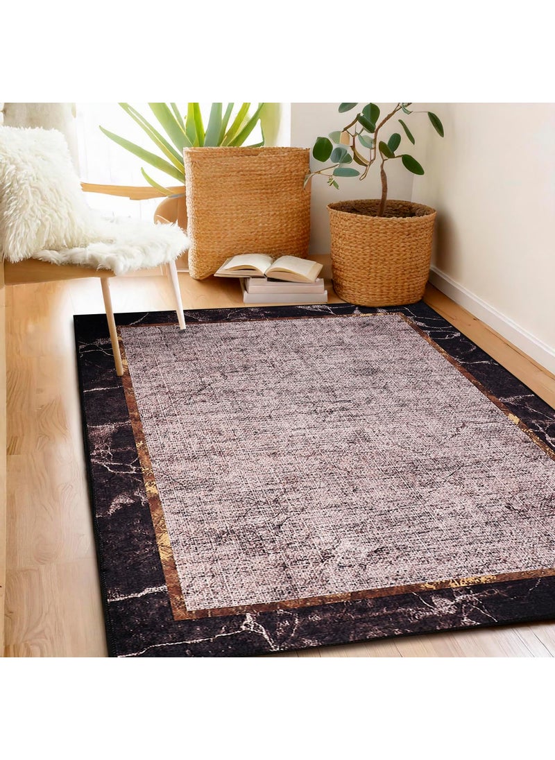 Status Contract Status Contract Ice Velvet Rugs for Living Room | (Print) Carpet for Living Room Decor | Anti Skid Backing Home Essentials | Aesthetic Vintage Decor Carpet for Bedroom | (4 x 6, D18)  - Image 1