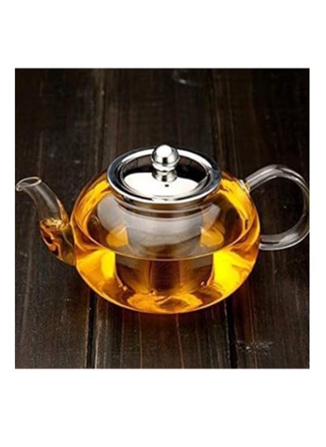 Dessini 1000ml Glass Heat Resistant Teapot , Borosilicate Tea Kettle with Removable Infuser Strainer for Microwavable and Stovetop KD520