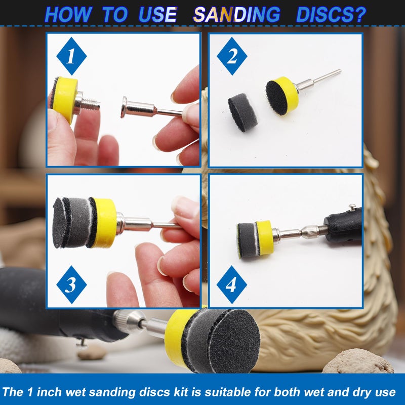 Sunxeke 279PCS 1Inch Sanding Discs and Drum for Dremel Tool Accessories,60-10000 Grit Hook and Loop Sandpaper for Dremel Polishing Kit,Sanding Bits kit for Resin/Rock/Making Jewelry Polishing - Image 4