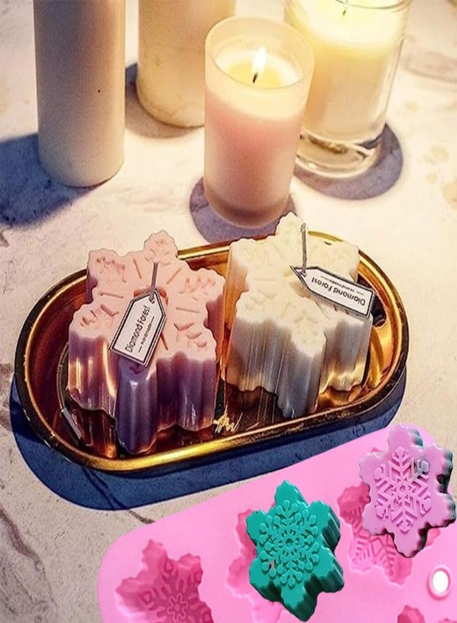 AUOCATTAIL Christmas Snowflake Silicone Molds 2Pcs Making Handmade Soaps Baking Cake Pans Cookie Tray Chocolate Candy Moulds Christmas Candle Bath Bomb Molds Holiday Party Decoration Supplies - Image 5