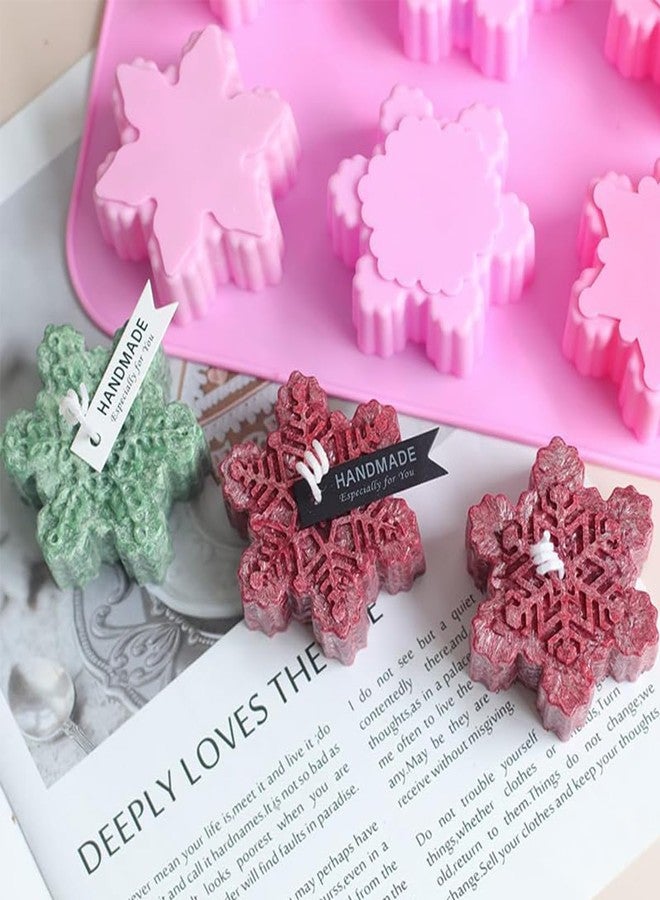 AUOCATTAIL Christmas Snowflake Silicone Molds 2Pcs Making Handmade Soaps Baking Cake Pans Cookie Tray Chocolate Candy Moulds Christmas Candle Bath Bomb Molds Holiday Party Decoration Supplies - Image 4
