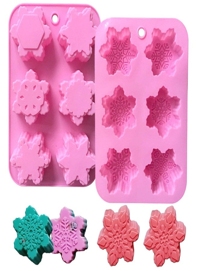 AUOCATTAIL Christmas Snowflake Silicone Molds 2Pcs Making Handmade Soaps Baking Cake Pans Cookie Tray Chocolate Candy Moulds Christmas Candle Bath Bomb Molds Holiday Party Decoration Supplies - Image 1