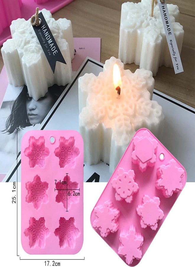 AUOCATTAIL Christmas Snowflake Silicone Molds 2Pcs Making Handmade Soaps Baking Cake Pans Cookie Tray Chocolate Candy Moulds Christmas Candle Bath Bomb Molds Holiday Party Decoration Supplies - Image 2