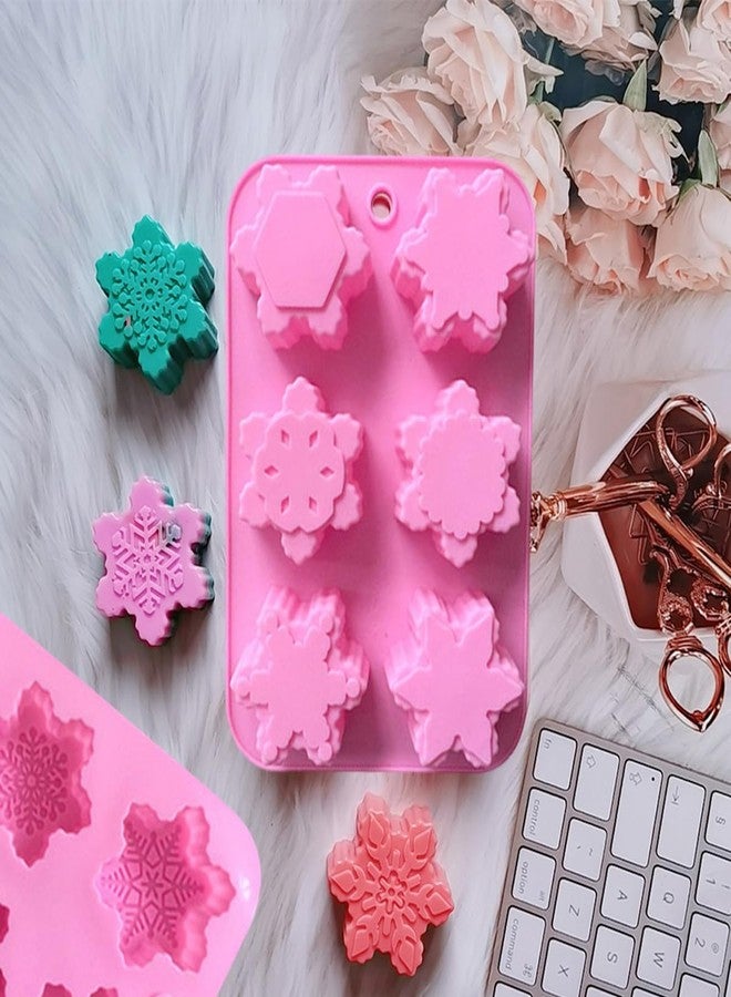 AUOCATTAIL Christmas Snowflake Silicone Molds 2Pcs Making Handmade Soaps Baking Cake Pans Cookie Tray Chocolate Candy Moulds Christmas Candle Bath Bomb Molds Holiday Party Decoration Supplies - Image 3