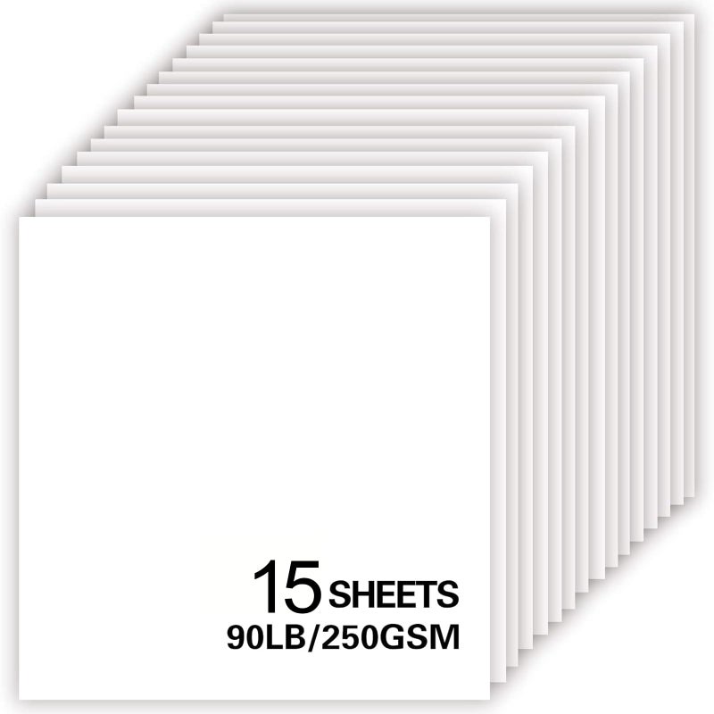 Bonmiy 15Sheets White Cardstock Paper 12x12 Card stock for Cricut, Thick Construction Paper for Card Making, Scrapbooking, Craft 90 lb / 250 gsm (White) - Image 1