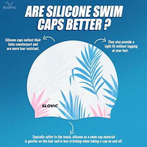 SLOVIC Dark-Blue Swimming Goggles with White-Leaf Swimming Caps for Men & Women with Detachable Silicon Nose Bridge | Free Size Cap, UV-Protected Glasses, Adjustable Straps with Ear Plugs & Nose Clip - Image 4
