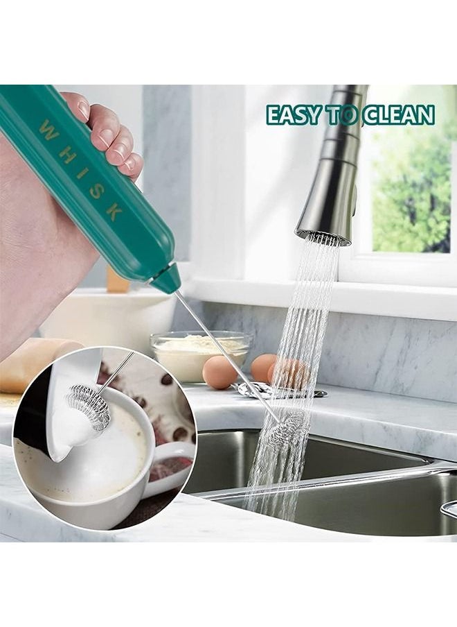 Arabest Powerful Electric Milk Frother with 3 Gear Adjustment, Handheld Milk Whisk for Coffee, Egg Beater Drink Mixer USB Rechargeable with 2 Stainless Whisk for Milk Cappuccino(Green)  - Image 5