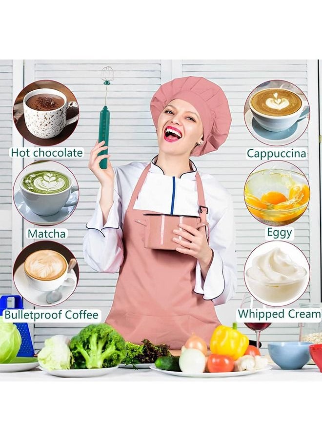 Arabest Powerful Electric Milk Frother with 3 Gear Adjustment, Handheld Milk Whisk for Coffee, Egg Beater Drink Mixer USB Rechargeable with 2 Stainless Whisk for Milk Cappuccino(Green)  - Image 2