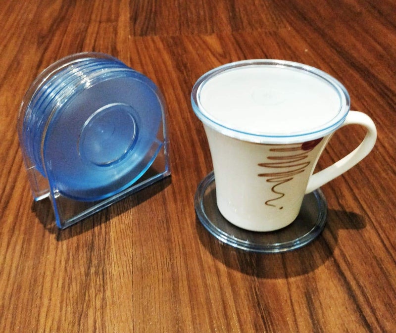 c s m CSM® Table Coasters with Stand - Set of 6 Coasters - Image 1