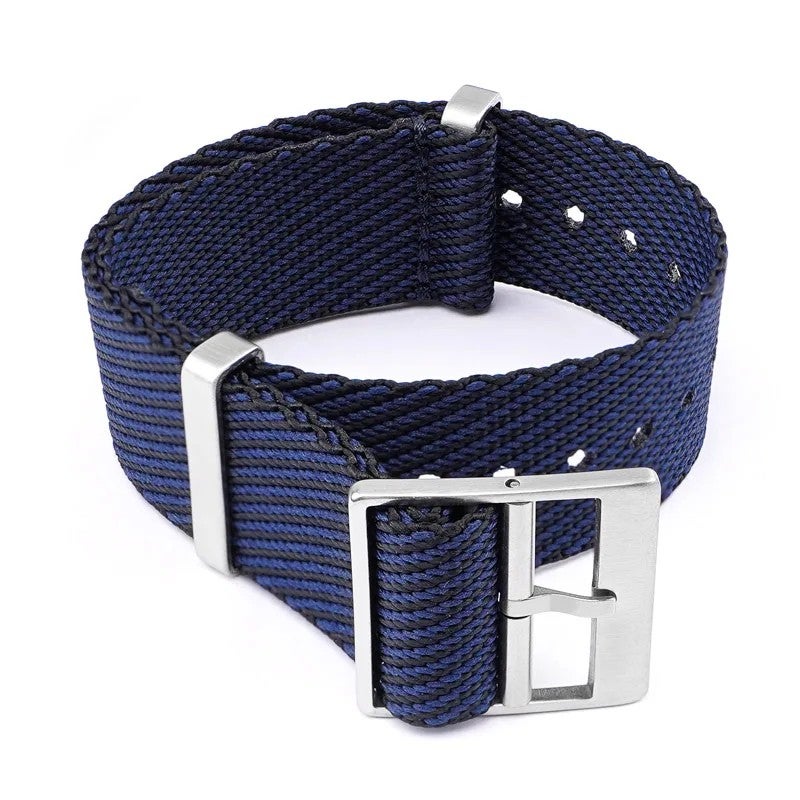 Bluejw Twill Nylon Striped Watch Strap – 18mm 20mm 22mm 24mm One-Piece Single Pass Replacement Fabric Band for Wristwatch - Image 1