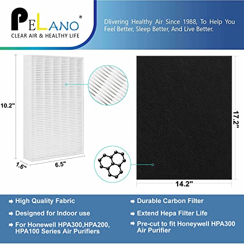 Pelano HPA300 Filter R Replacement Compatible with Honeywell Air Purifier HPA300 Series, for Air Purifier HA300, HPA300, HPA300VP, HPA304, HPA3300, HPA5300 & HPA8350, 6 Filter+8 Carbon Filter - Image 3