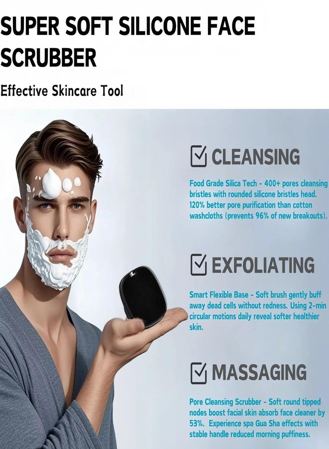 INKERLEE Face Scrubber, Gentle Pore Scrubber Silicone Face Exfoliating Scrubber, Face Wash Brush Manual Waterproof Cleansing Skin Care Face Scrub Wash Brushes for Men and Women - Image 2