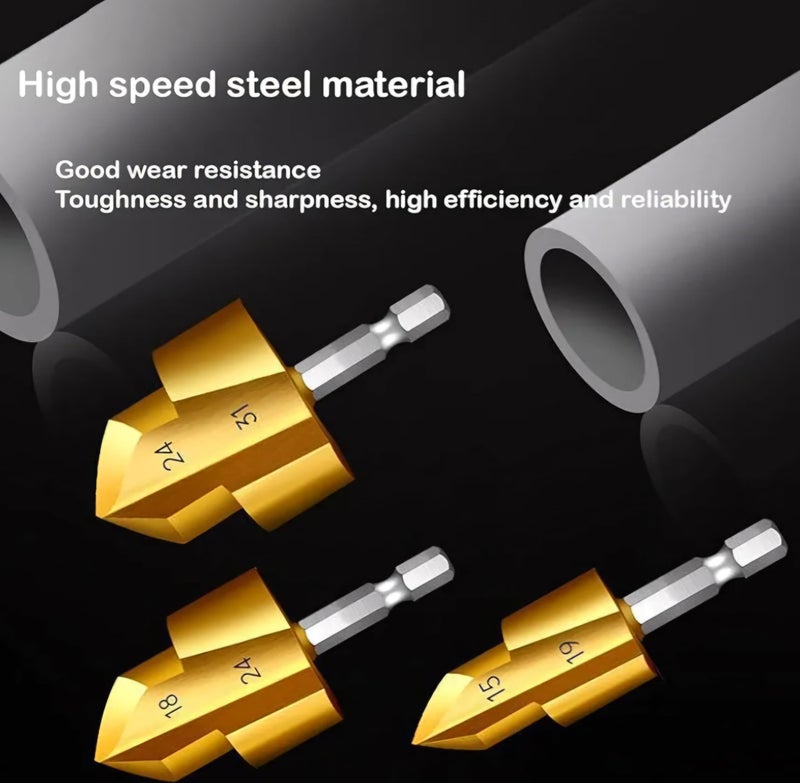 Zglol 3Pcs PPR Drill Bit Set Titanium - 1/4" Hex Shank Water Pipe Expander Hole Hole Drill Bit - Image 3