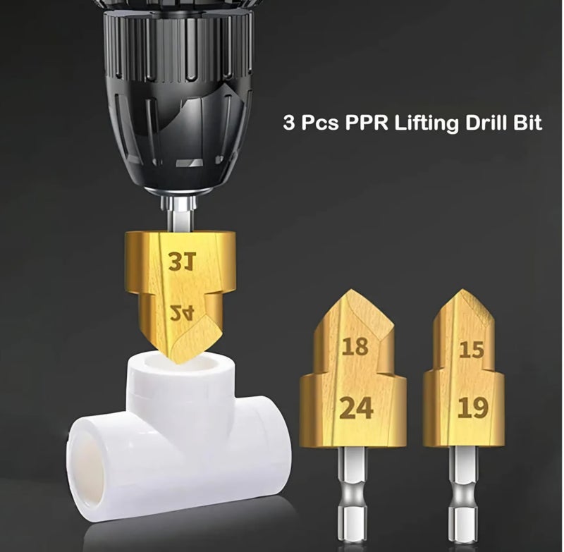 Zglol 3Pcs PPR Drill Bit Set Titanium - 1/4" Hex Shank Water Pipe Expander Hole Hole Drill Bit - Image 2