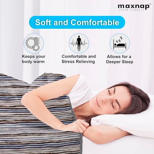 MAXNAP Cloudrest - White Stripe Pattern All-Weather AC Blanket for Double Bed – 300 GSM Ultra Soft, Lightweight & Breathable – 220x240 cm, Ideal for Year-Round Use - Image 5