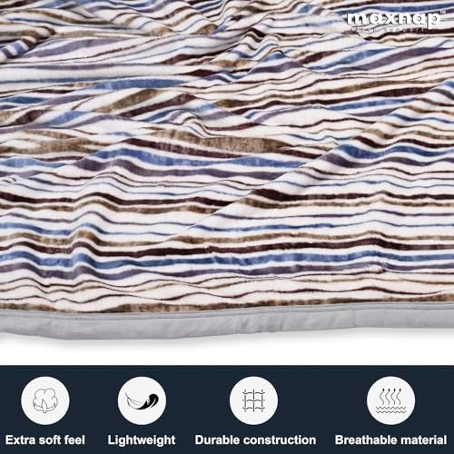 MAXNAP Cloudrest - White Stripe Pattern All-Weather AC Blanket for Double Bed – 300 GSM Ultra Soft, Lightweight & Breathable – 220x240 cm, Ideal for Year-Round Use - Image 2
