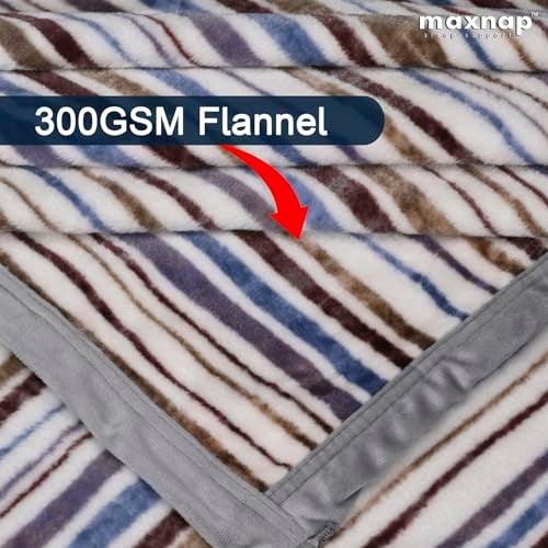 MAXNAP Cloudrest - White Stripe Pattern All-Weather AC Blanket for Double Bed – 300 GSM Ultra Soft, Lightweight & Breathable – 220x240 cm, Ideal for Year-Round Use - Image 3