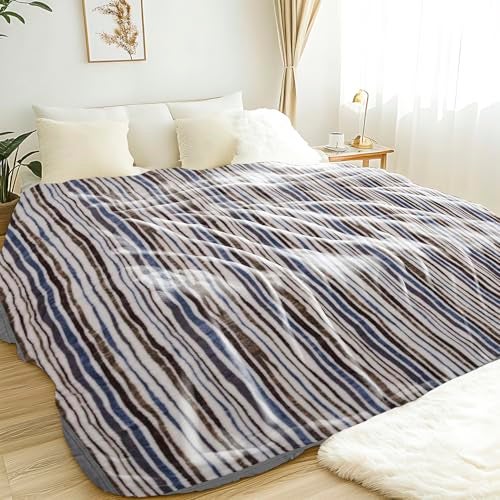 MAXNAP Cloudrest - White Stripe Pattern All-Weather AC Blanket for Double Bed – 300 GSM Ultra Soft, Lightweight & Breathable – 220x240 cm, Ideal for Year-Round Use - Image 1
