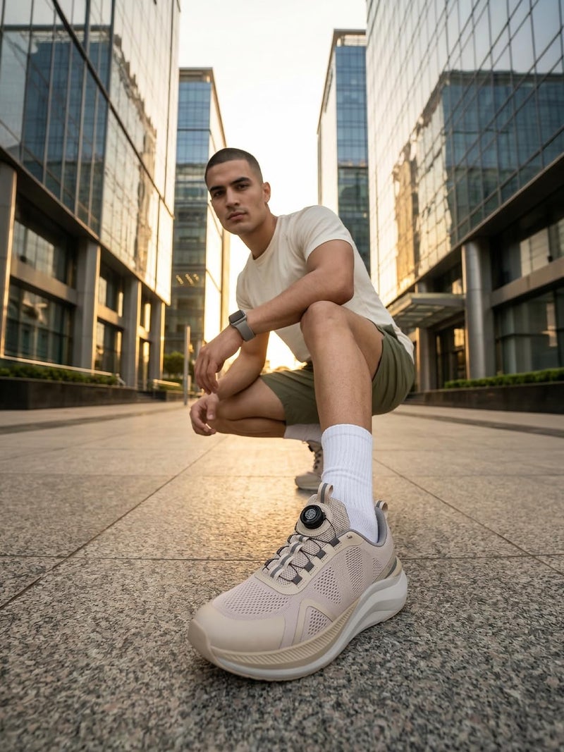 Bacca Bucci ION Glide – Advanced Performance Sports Shoes with Rotary Lacing & Ultra-Comfort Insocks Beige UK 7 - Image 2
