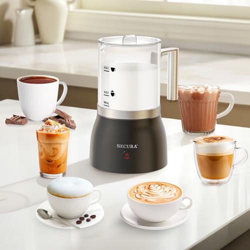 Secura Detachable Milk Frother and Steamer, 17oz Electric Milk Warmer with Glass Jug, 4-in-1 Hot & Cold Foam Maker for Latte, Cappuccinos & Hot Chocolate, Dishwasher Safe, BPA & Teflon-Free Design - Image 3