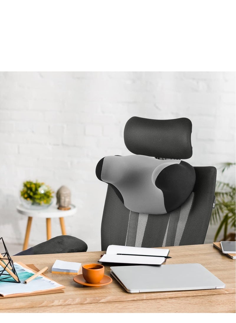 SYOSI - SYOSI Car Neck Pillow, Softness Car Headrest Pillow for Driving with Adjustable Strap, 100% Memory Foam and Breathable Removable Cover, Comfortable Ergonomic Design (Black Grey) - Image 1