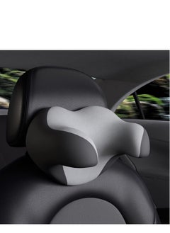 SYOSI Car Neck Pillow, Softness Car Headrest Pillow for Driving with Adjustable Strap, 100% Memory Foam and Breathable Removable Cover, Comfortable Ergonomic Design (Black Grey)