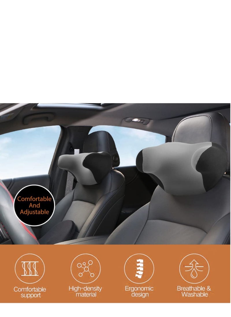 SYOSI - SYOSI Car Neck Pillow, Softness Car Headrest Pillow for Driving with Adjustable Strap, 100% Memory Foam and Breathable Removable Cover, Comfortable Ergonomic Design (Black Grey) - Image 1
