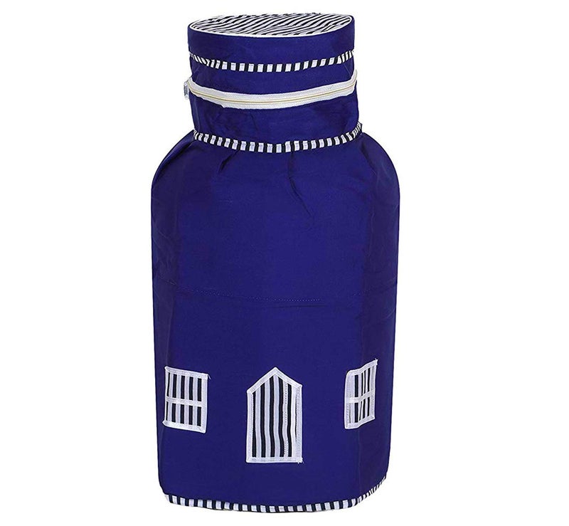 Kuber Industries Heart Home 2 Pieces Cotton DustWater Proof LPG Gas Cylinder Cover Blue CTHH7604 Standard  - Image 2